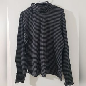 Black and Gray Striped Long Sleeve Top